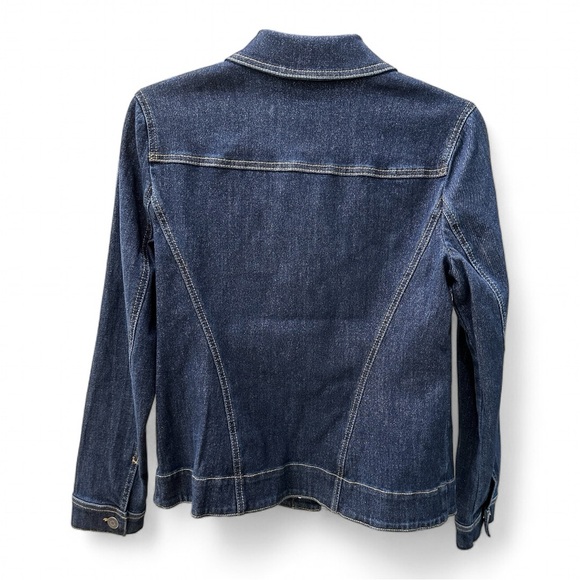 Chico’s Shimmer Denim Dark Blue Jacket Sparkles Four Pockets Size 0 (Size S) NWT - Picture 5 of 6